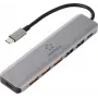 Renkforce RF-7465828 USB-C 6-in-1 hub, 3x USB-A 3.0, USB-C dáta, 4K HDMI, 100W PD, sivý