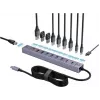 Renkforce RF-7465830 interný USB-C 10-portový USB 3.0 hub, 5 Gbit/s, napájaný zo SATA, sivý