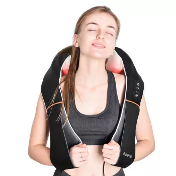 RENPHO U-Neck 1 Shiatsu masážny prístroj na krk a ramená s teplom, 8 obojsmerných rotačných uzlov, 3 rýchlostné stupne, čierny