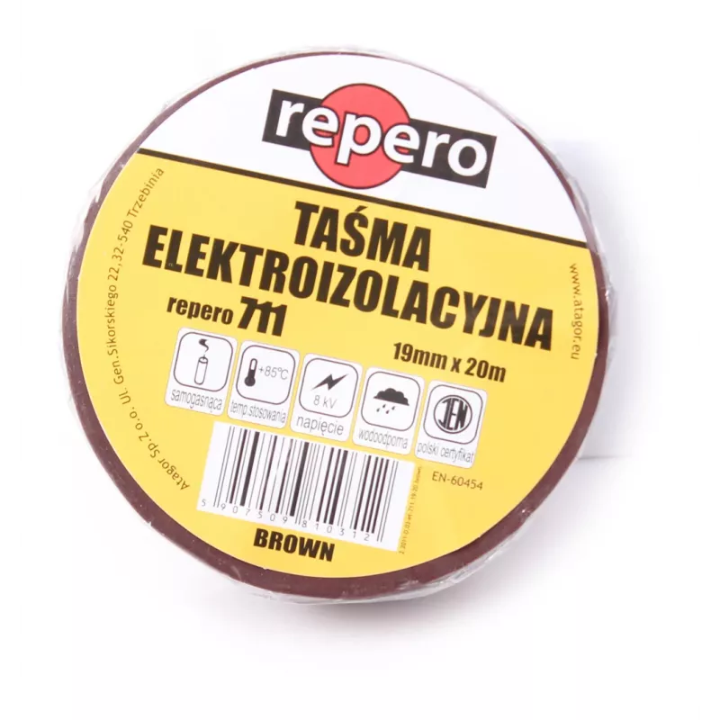 REPERO 711E hnedá PVC izolačná páska 19 mm x 20 m