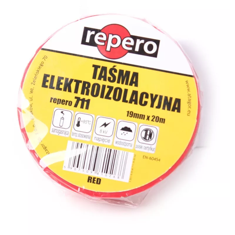 REPERO 711E Červená PVC izolačná páska 19 mm x 20 m