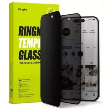 Ringke ochranné sklo na displej pre iPhone 15/16 Easy Slide Privacy tvrdené sklo 9H s inštalačnou pomôckou (2 ks balenie) transparentné