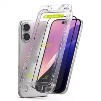 Ringke iPhone 15/16 ochranné sklo displeja Premium Easy Slide tvrdené sklo 9H s inštalačnou pomôckou (balenie 2 ks) transparentné