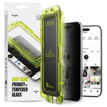 Ringke iPhone Air ochranná fólia displeja Premium Easy Slide Privacy Tempered Glass 9H s inštalačnou pomôckou (balenie 2 ks) transparentná