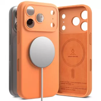 Ringke Silicone Magnetic MagSafe puzdro pre Apple iPhone 17 Pro Max - Tangerine