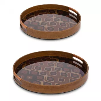 Rituali Domestici Galateo sada 2 okrúhlych podnosov, biela melamín, 38 cm a 30 cm