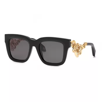 Roberto Cavalli SRC041M520700 Unisex slnečné okuliare - Čierny rám, sivo gradientové sklá, 52 mm