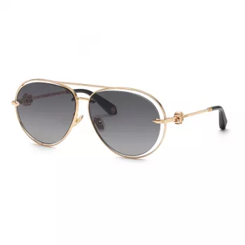Roberto Cavalli dámske slnečné okuliare SRC032M610300 - oversized hranatý čierny rám, sivé gradientové šošovky, 61 mm