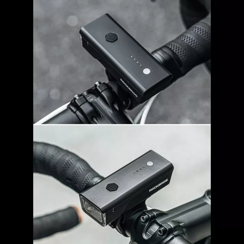 ROCKBROS predné svetlo na bicykel 260 lm s káblom USB-C na USB-A - čierne
