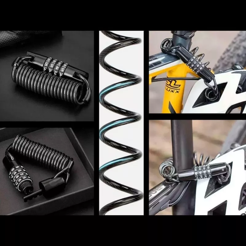 ROCKBROS T609 zámok na bicykel s 1,5 m káblom na číselný kód - čierny