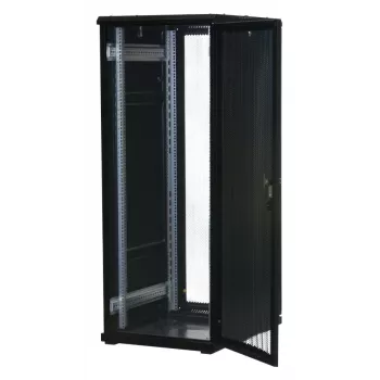 Rockstable 32U 19 palcový serverový rozvádzač so sieťovanými dverami - samostatne stojaci rám - 32U - 800 kg - zámok - montážne lišty - nastaviteľné nožičky (RS19-6832PP)