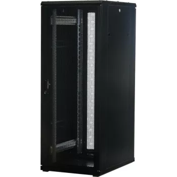 Rockstable 32U 19 palcový serverový rozvádzač so sieťovanými dverami - samostatne stojaci rám - 32U - 800 kg - zámok - montážne lišty - nastaviteľné nožičky (RS19-6832PP)