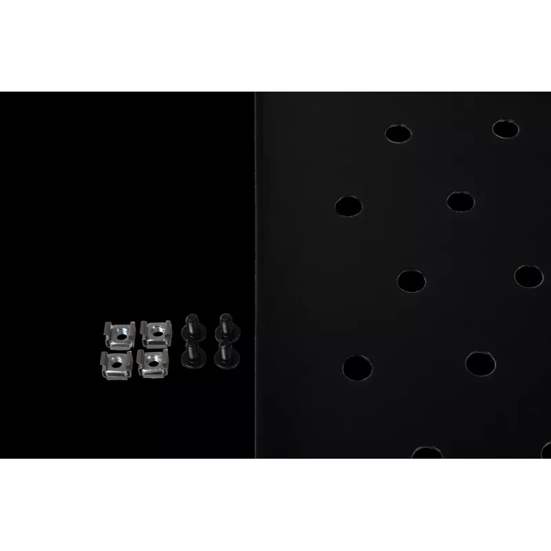 Rockstable RS19-FH612 1U racková polica - čierna - oceľ - nosnosť 60 kg - oválne perforovaná