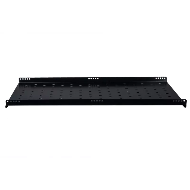Rockstable RS19-FH612 1U racková polica - čierna - oceľ - nosnosť 60 kg - oválne perforovaná