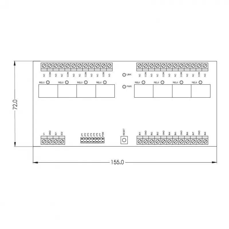 ROGER XM-8DR-BRD I/O expanzný modul, 8 vstupov, 8 reléových výstupov, RS485