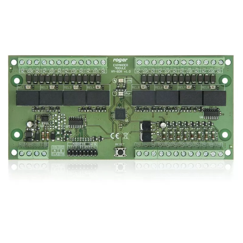 ROGER XM-8DR-BRD I/O expanzný modul, 8 vstupov, 8 reléových výstupov, RS485