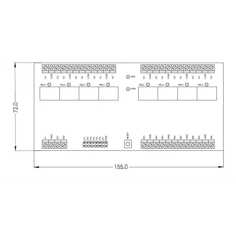 ROGER XM-8DR-BRD I/O expanzný modul, 8 vstupov, 8 reléových výstupov, RS485