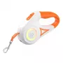 ROJECO RQYS-04 ORG automatická vôdzka pre psov s LED svetlom, 5 m pás, biela a oranžová, pre psov do 30 kg