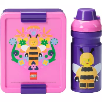 ROOM COPENHAGEN LEGO Lunch Set Bee - 2-dielna sada s fľašou na pitie a obedárom, fialová