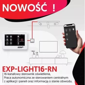 Ropam ovládanie osvetlenia EXP-LIGHT16-RN – 16-kanálový reléový rozširujúci modul pre zbernicu RopamNet