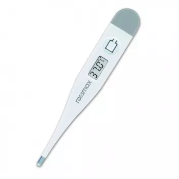 Rossmax TG 100 digitálny teplomer s alarmom horúčky, orálny, rektálny, axilárny, vodotesná sonda, LCD displej, vyvolanie pamäte, prepínateľný medzi Celziem a Fahrenheitom