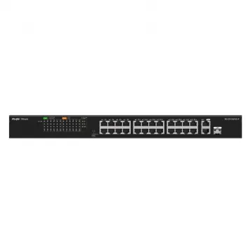 RUIJIE RG-ES126FGS-P 24-port Gigabit PoE+ Smart Managed Switch s 2 SFP uplinkmi, 370W budget, montáž do racku, séria Reyee