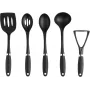 Russell Hobbs RH03026EU7 5-dielna súprava kuchynského náčinia s otočným stojanom, čierna a strieborná