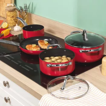 Russell Hobbs RH03821 Riviera 4-dielna sada hrncov, červená