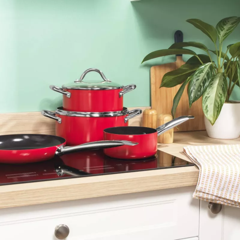 Russell Hobbs RH03821 Riviera 4-dielna sada hrncov, červená