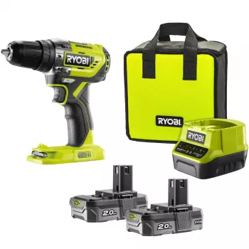 RYOBI ONE+ akumulátorový príklepový skrutkovač R18PD5-220S, 18V (zelená/čierna, 2x 2,0 Ah Li-Ion batérie)