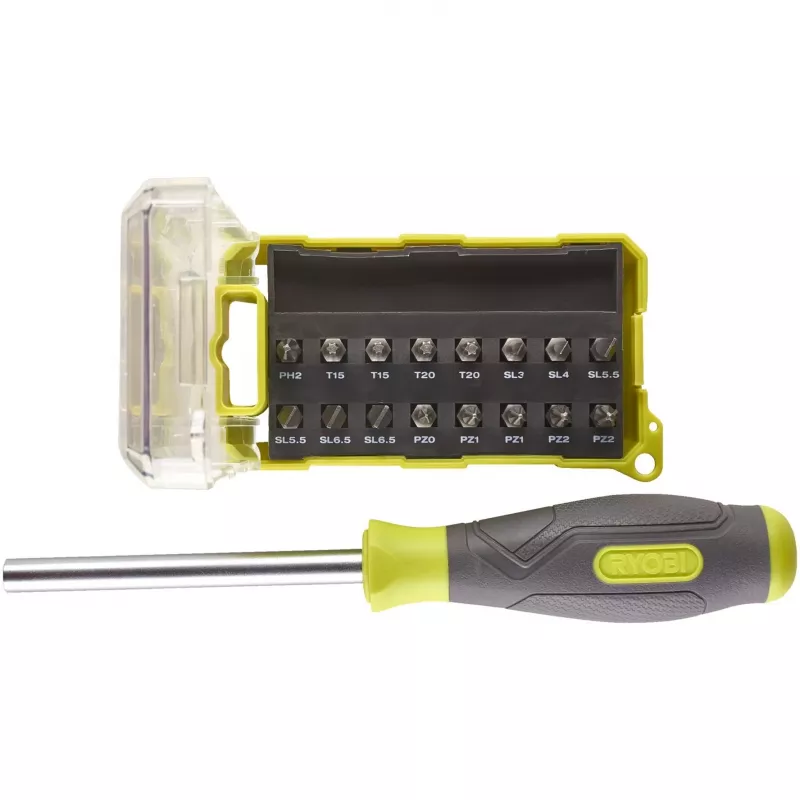 RYOBI Skrutkovač RSD17PCS, so 17-dielnou sadou bitov (zeleno-sivý)