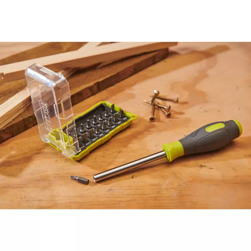 RYOBI Skrutkovač RSD17PCS, so 17-dielnou sadou bitov (zeleno-sivý)