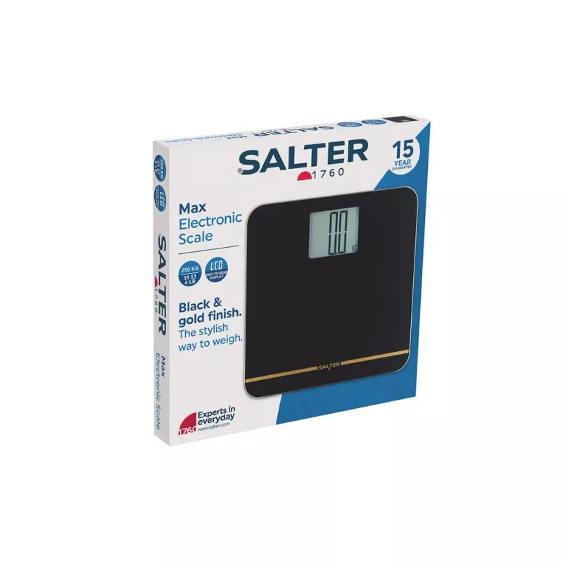 Salter 9075 BGFEU12 Max osobová váha, čierna/zlatá