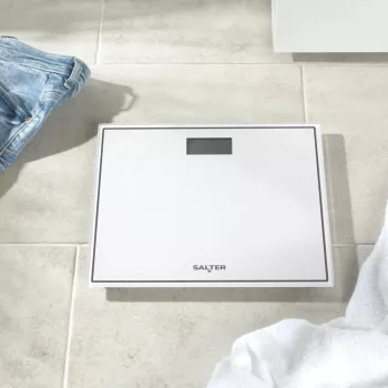 Salter 9207 WHCFEU12 kompaktná elektronická sklenená váha do kúpeľne, biela