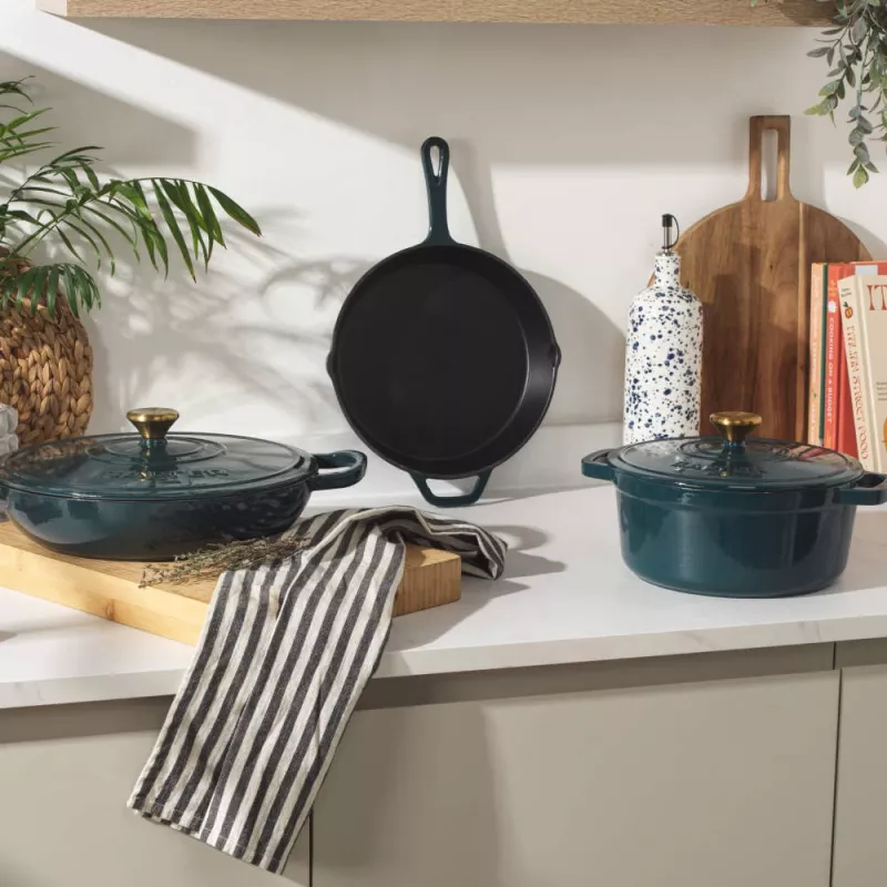 Salter BW13772GR Chester 2.8L plytký liatinový kastról 30 cm, zelený