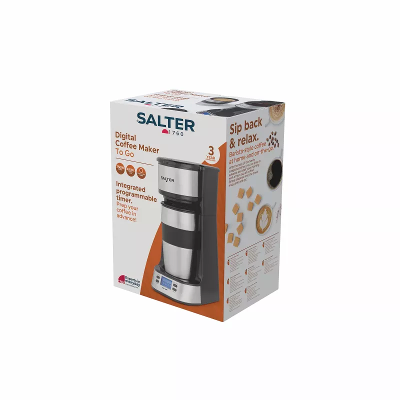 Salter EK2732FVDE digitálny kávovar, na jednu šálku, s cestovným hrnčekom 420 ml
