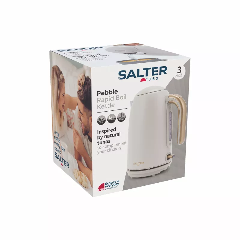Salter EK6085OBVDE Pebble rýchlovarná kanvica 1.7L 3000W Obsidiánová čierna