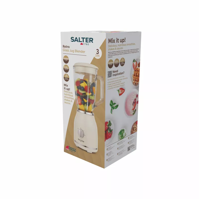 Salter EK6687CRMVDE Retro stolný mixér so sklenenou nádobou