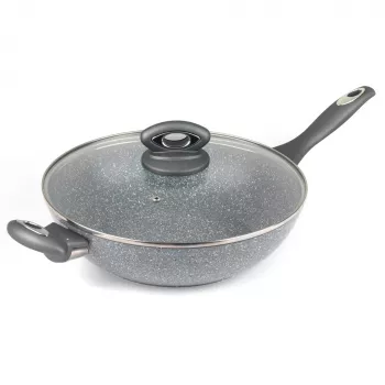 Salter Marblestone wok 28cm sivá - kovaný hliník, nepriľnavý povrch, vhodný na indukciu