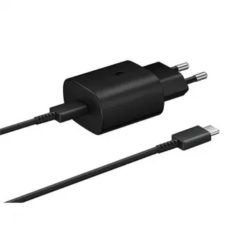 Samsung 25W cestovná nabíjačka + USB-C/USB-C dátový kábel čierna (OOB Bulk) (EP-TA800EBE + EP-DA905BBE)