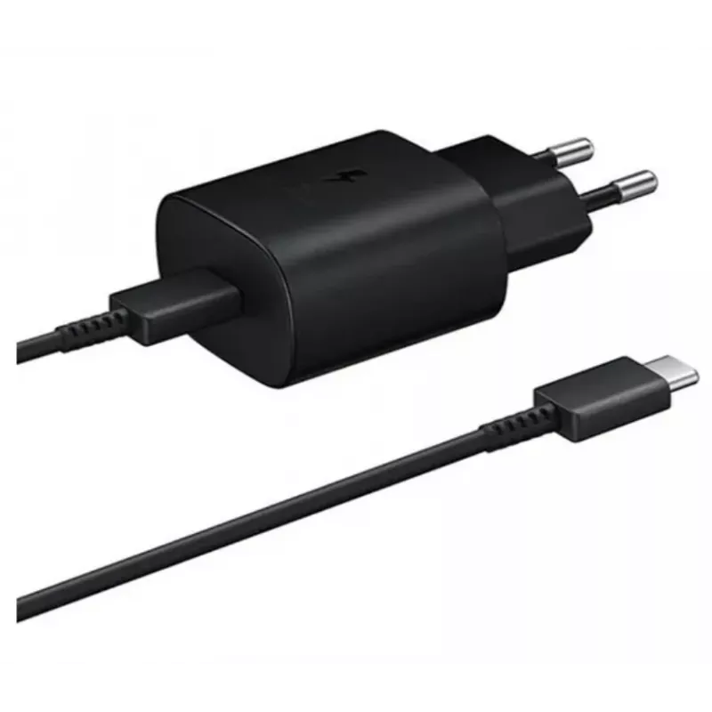 Samsung 25W USB-C Super rýchla cestovná nabíjačka s káblom USB-C na USB-C - čierna