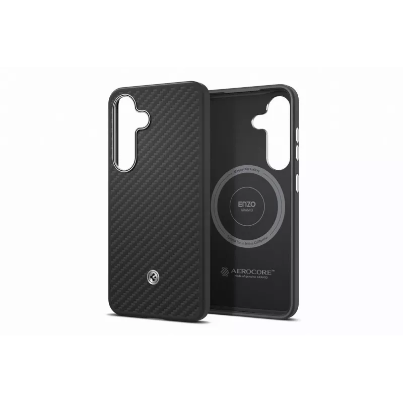Samsung GP-FPS931PGABW Enzo Aramid puzdro pre Samsung Galaxy S25, čierna strieborná