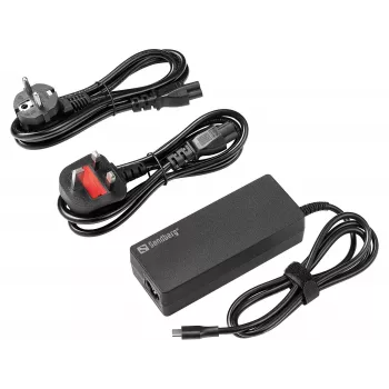 SANDBERG USB-C AC nabíjačka PD100W EU+UK - 100W USB-C Power Delivery nástenná nabíjačka, vymeniteľné EU/UK konektory, čierna