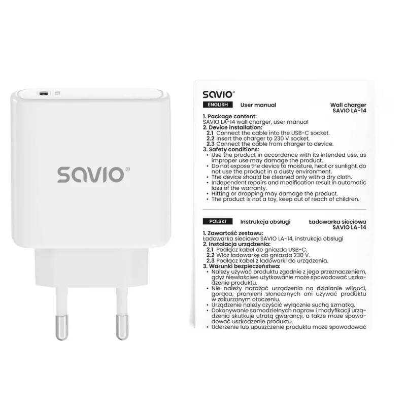 SAVIO LA-14 20W nástenná nabíjačka s Power Delivery 3.0