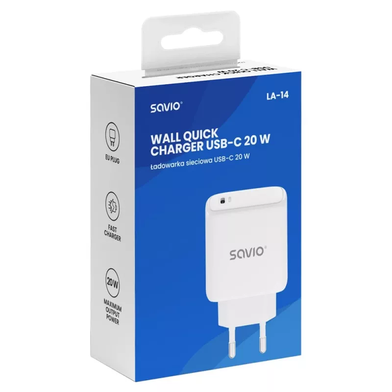 SAVIO LA-14 20W nástenná nabíjačka s Power Delivery 3.0