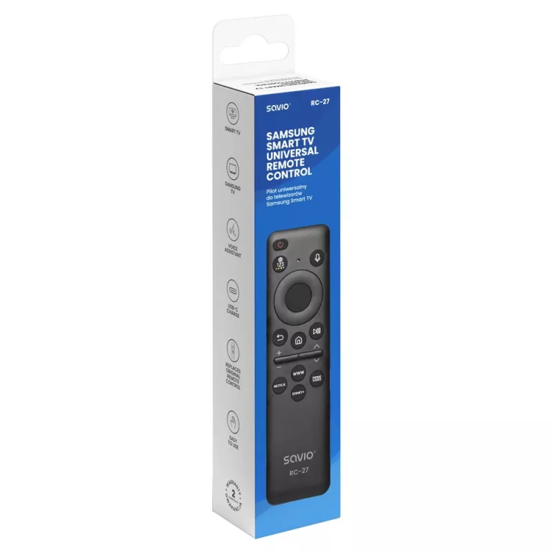 SAVIO RC-27 univerzálny náhradný diaľkový ovládač pre Samsung Smart TV – čierny