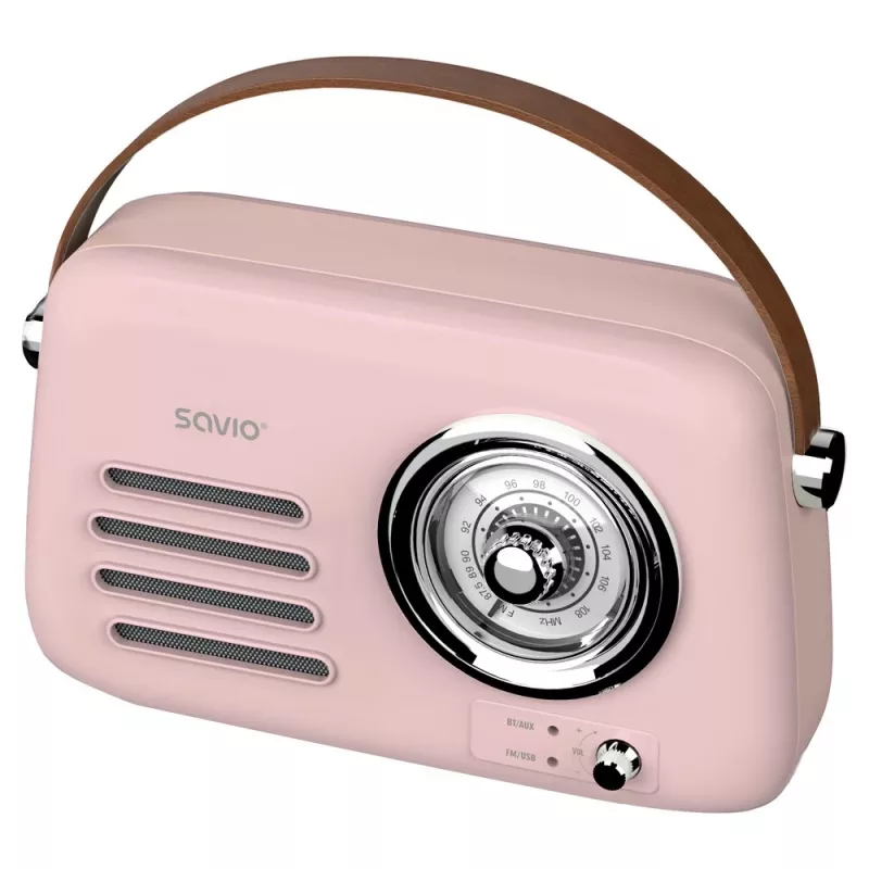 SAVIO RS-03 prenosné rádio FM/AM s prehrávaním MP3 USB/SD, ružová