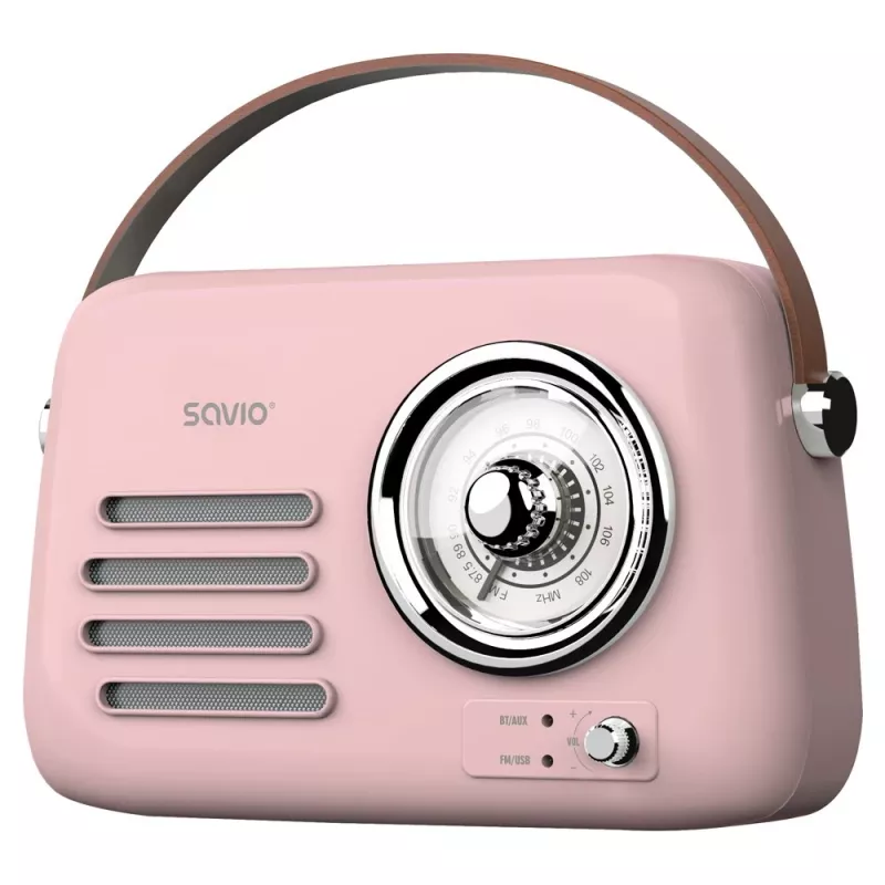 SAVIO RS-03 prenosné rádio FM/AM s prehrávaním MP3 USB/SD, ružová