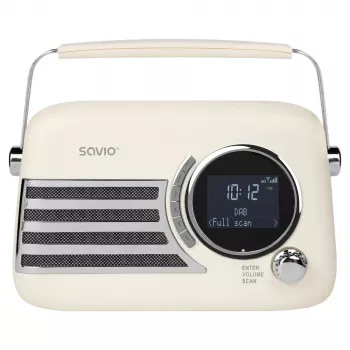 SAVIO RS-04 prenosné DAB+ FM rádio s nabíjateľnou batériou, LCD displej, dvojitý budík, čierna
