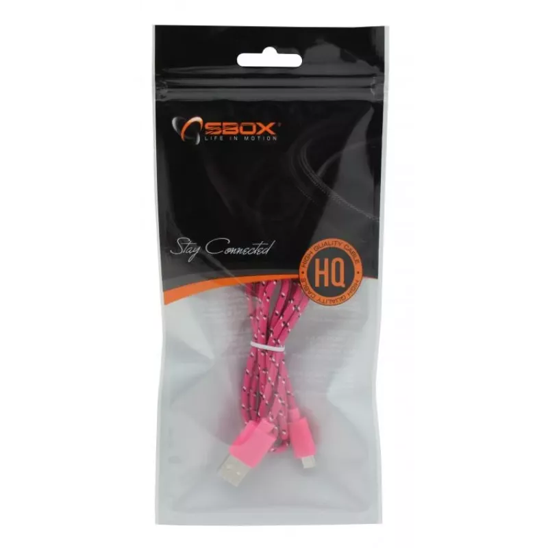 SBOX USB-1031P kábel USB na Micro-USB 1m ružový